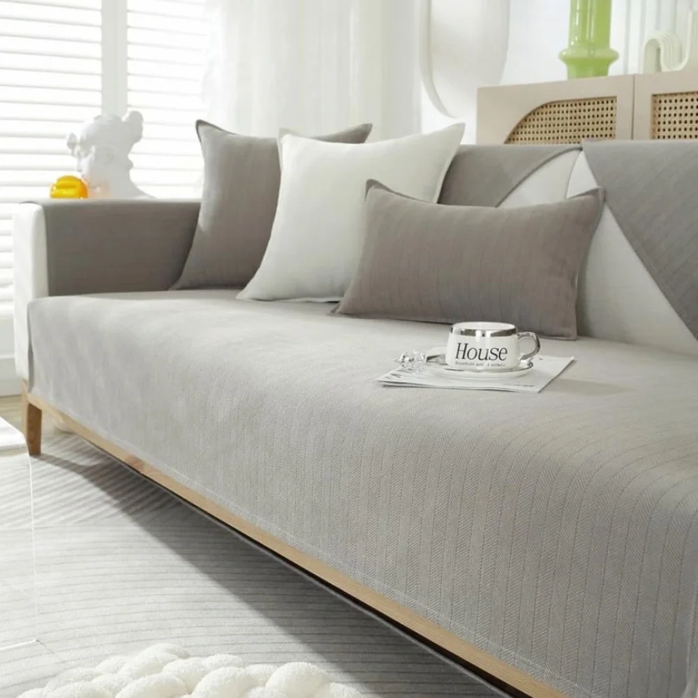 Soft Gray Chenille Rectangular Sofa Cover-Kid & Pet Friendly-28x35” SMALL